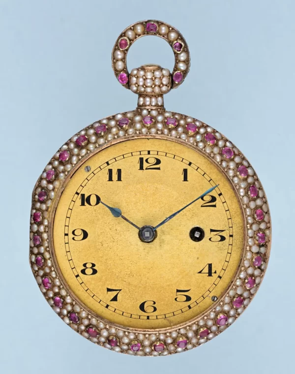 RARE PEARL AND RUBY ENCRUSTED GOLD WATCH 4