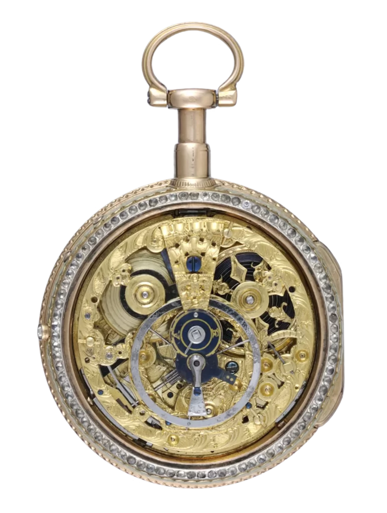 RARE SKELETONISED REPEATING POCKET WATCH WITH GLASS DIAL