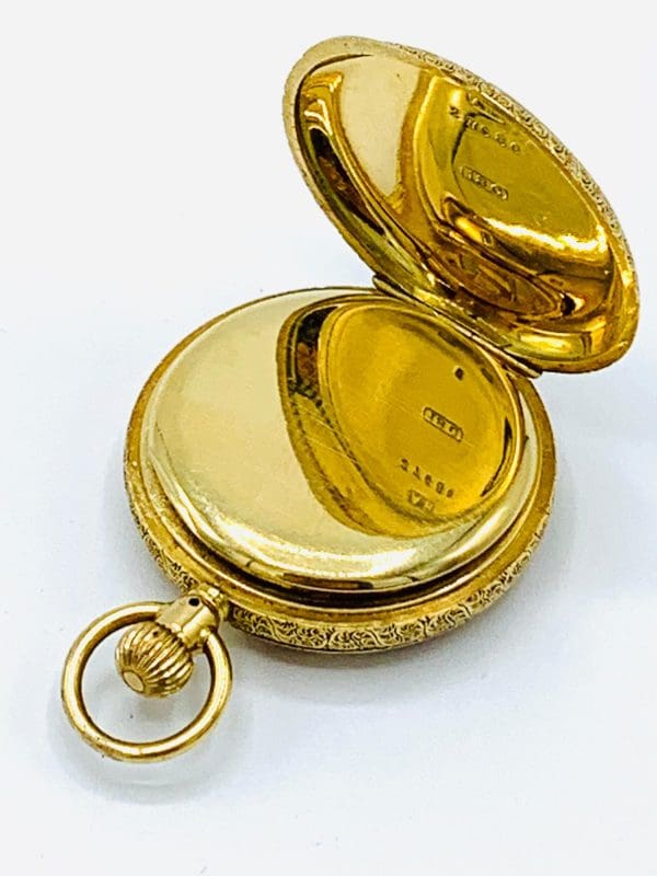 Rare 18ct Gold Enamel Special Diamond Grade Hunter Pocket Watch Waltham 1898 14