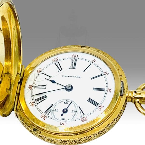 Rare 18ct Gold Enamel Special Diamond Grade Hunter Pocket Watch Waltham 1898 9