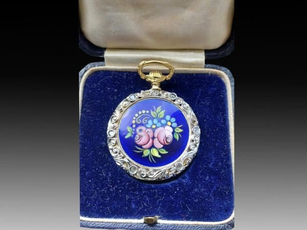 Rare 18ct Ruby and Diamond Pocket Watch with Elaborate Mountings and Jewels 11