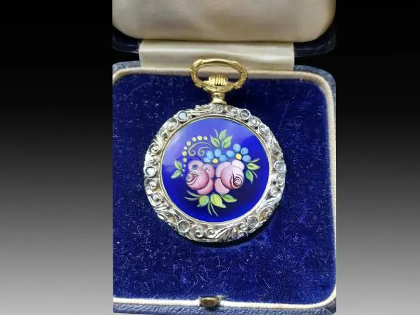 Rare 18ct Ruby and Diamond Pocket Watch with Elaborate Mountings and Jewels 13