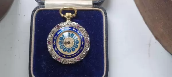 Rare 18ct Ruby and Diamond Pocket Watch with Elaborate Mountings and Jewels 4
