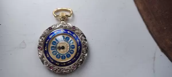 Rare 18ct Ruby and Diamond Pocket Watch with Elaborate Mountings and Jewels 6