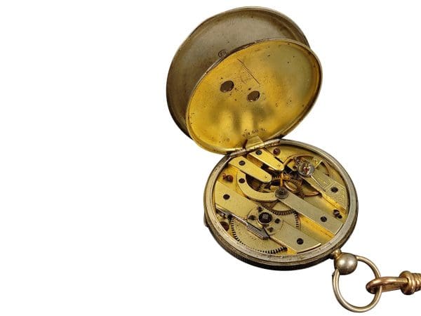 Rare Antique Pocket Key Watch French 1800s with Painted Enamel Dial 12