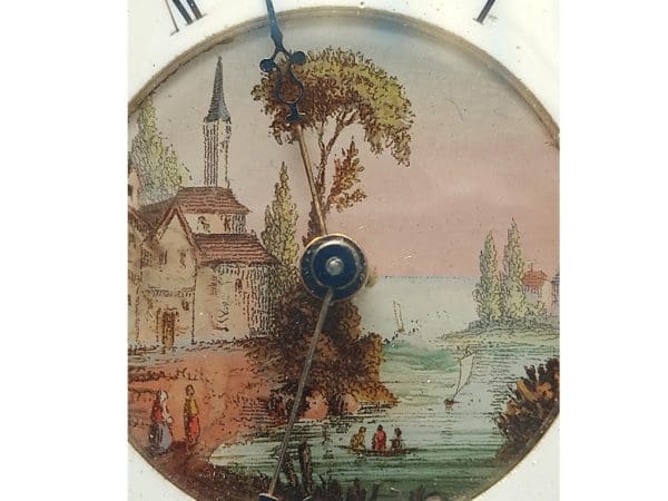 Rare Antique Pocket Key Watch French 1800s with Painted Enamel Dial 14