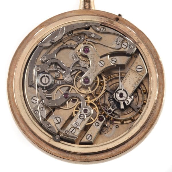 Rare Jules Mathey Locle Split Second Chronograph Pocket Watch Gold Filled 3