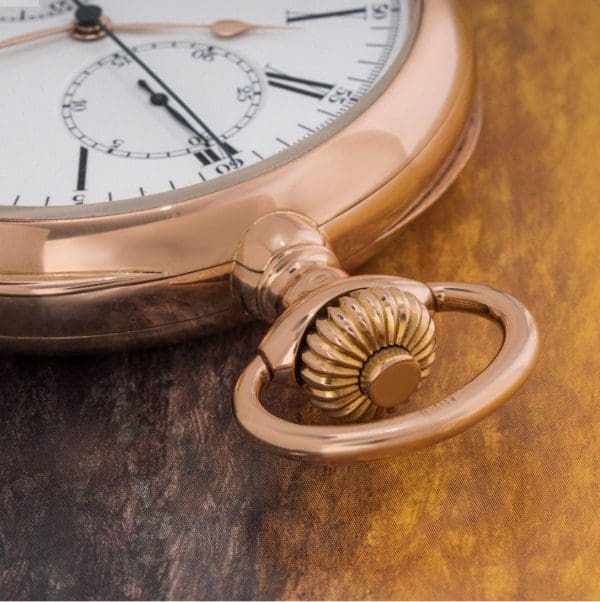 Rare Patek Philippe Gondolo Large Rose Gold Chronograph Pocket Watch C1920s 3