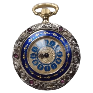Rare 18ct Ruby and Diamond Pocket Watch with Elaborate Mountings and Jewels 1 transformed