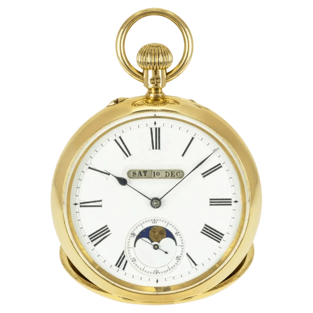 Rare Digital Triple Calendrier Phase de Lune Levier sans clé OpenFace PocketWatch C1880 1 transformé