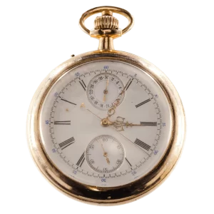 Jules Mathey Locle Split Second Chronograph Pocket Watch หายาก Gold Filled 1 แปลงร่าง