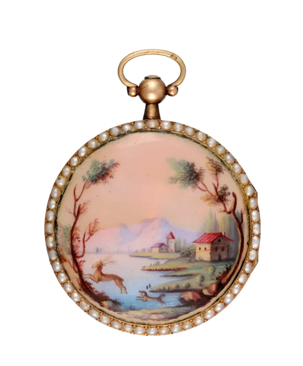 KLEIN GOLD AN ENAMEL VERGE POCKET WATCH 1