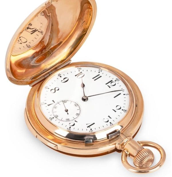 Swiss Rose Gold Double Sided Calendar Quarter Repeated Keyless Lever PocketWatch 3