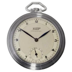 Tissot Steel Round Art Deco Pocket Watch with Original Dial from 1930  s 1 transformed
