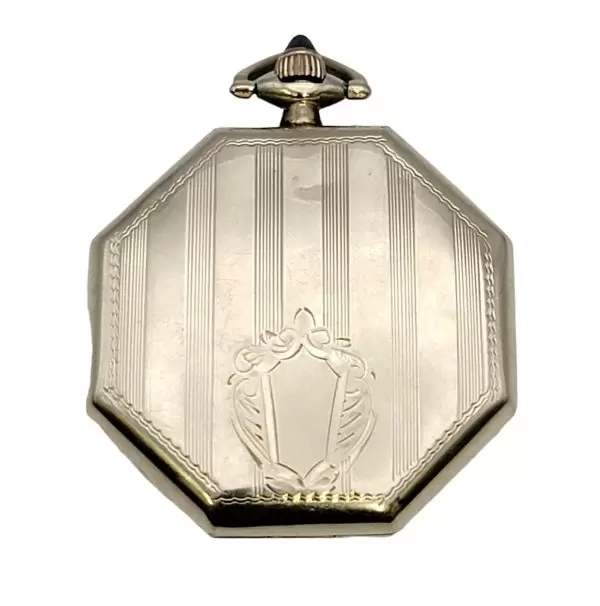 复古埃尔金 14 克拉白金怀表，带八角形表壳，约 1922 年 2