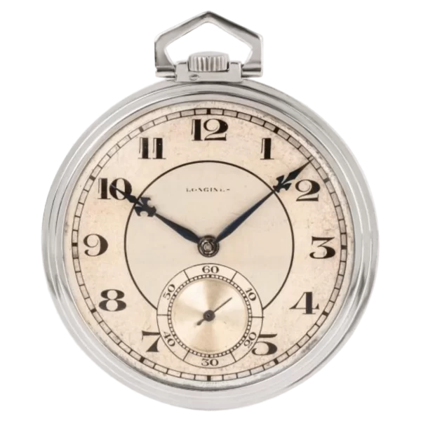 Vintage Longines Rare Art Deco Slim Keyless Pocket Pocket Watch 18CT White Gold 1