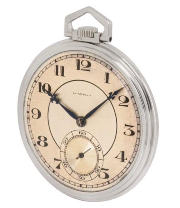 Vintage Longines Rare Art Deco Slim Keyless Pocket Pocket Watch 18CT White Gold 2