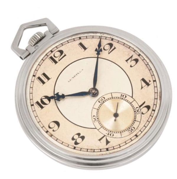 Vintage Longines Rare Art Deco Slim Keyless Pocket Pocket Watch 18CT White Gold 3