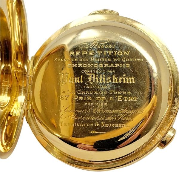 Vintage Paul Ditisheim 18 Karat Yellow Gold Pocket Watch Solvil Original Box 10