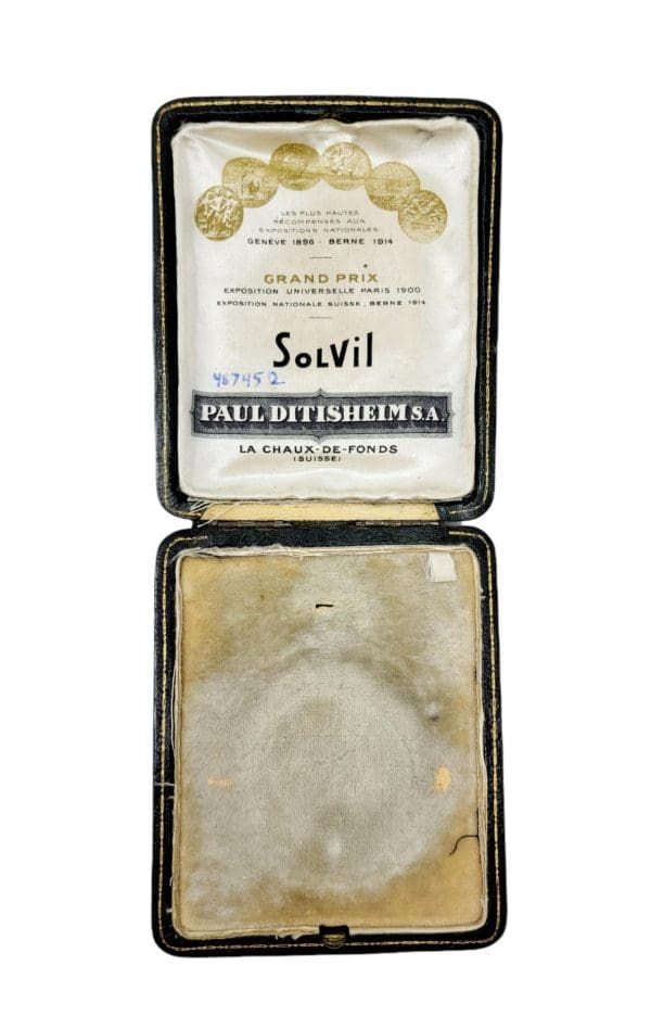Vintage Paul Ditisheim 18 Karat Yellow Gold Pocket Watch Solvil Original Box 19