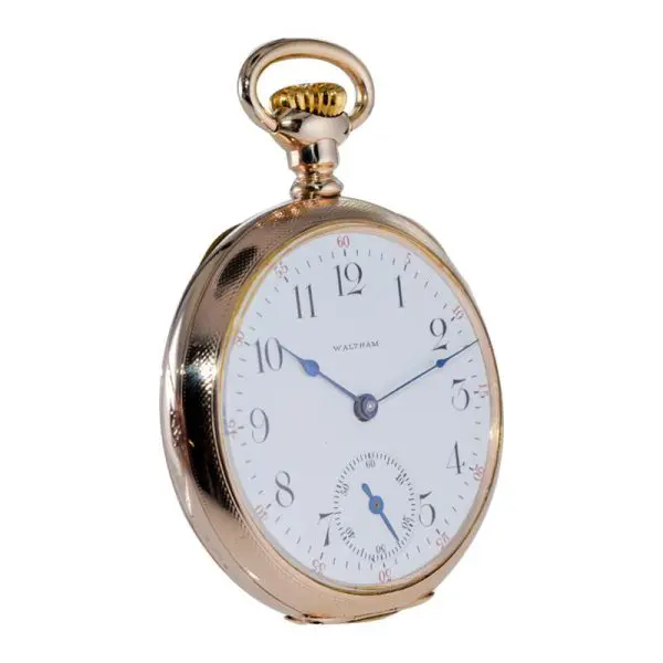 Waltham Yellow Gold Filled Art Nouveau Hunters Case Pocket Watch from 1905 2