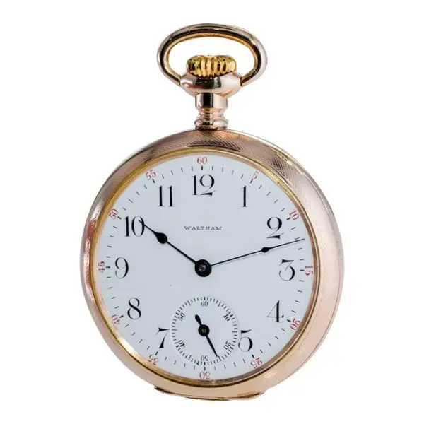 Waltham Yellow Gold Filled Art Nouveau Hunters Case Pocket Watch from 1905 5