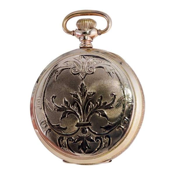 Waltham Yellow Gold Filled Art Nouveau Hunters Case Pocket Watch from 1906 10