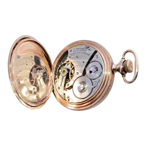 Waltham Yellow Gold Filled Art Nouveau Hunters Case Pocket Watch from 1906 13