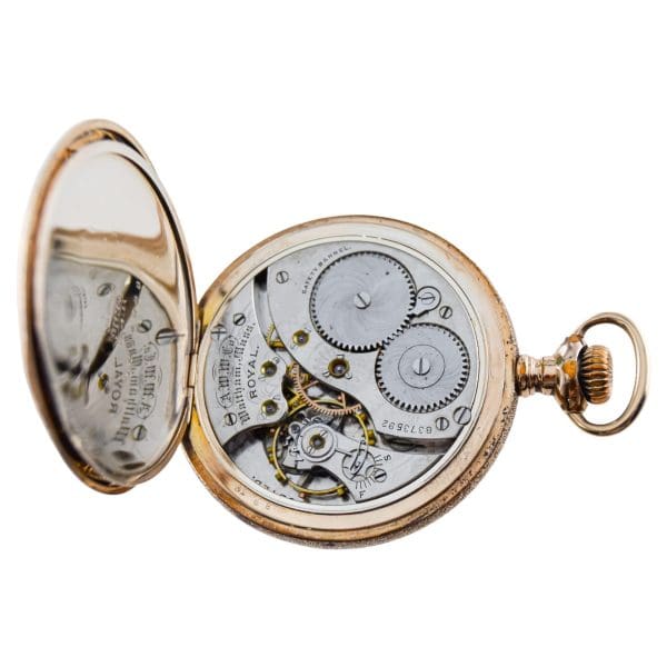 Waltham Yellow Gold Filled Open Faced Pocket Watch with enamel Dial from 1897 12