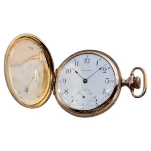 Waltham Yellow Gold Filled Art Nouveau Hunters Case Pocket Watch from 1906 1 transformed