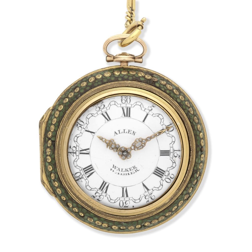 relógio de bolso antigo em escala britânica