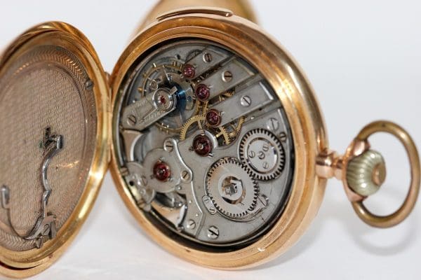 Alfred Lugrin rose gold Minute Repeating Erotic Automaton Hunter Pocket Watch 8