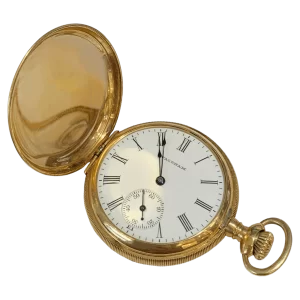 American Waltham Watch co  Antique Yellow Gold Pocket Watch 1 transformed