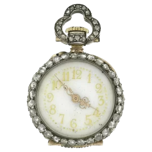 Antique French 18k Gold 3 25ctw Rose Cut Diamond Covered Pocket Watch Pendant 1 transformed