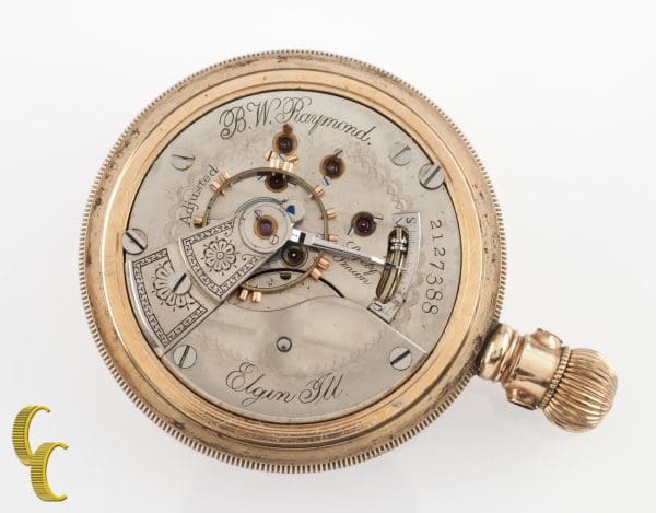 Elgin Antique Open Face Gold Mimli Pocket Watch Gr 27 15 Jewel 2