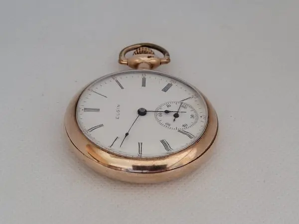 Elgin Pocket Watch Gold Plated Working 15 Jewels 11066484 Year 1905 8