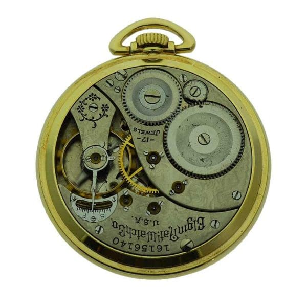 Elgin Yellow Gold Filled Art Deco Open Faced Pocket Watch New Old Stock Case 6