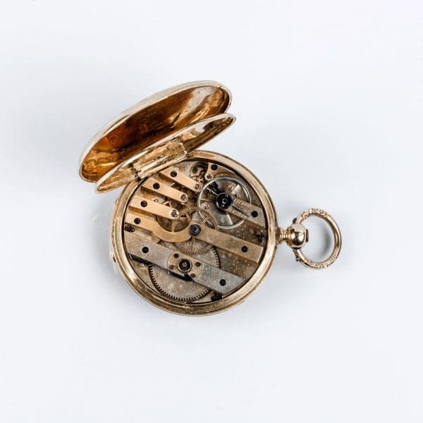 Exquisite Hunter Case Swiss Pocket Gold Watch Courvoisier 1870 2