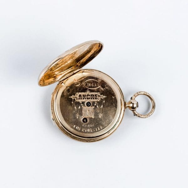 Exquisite Hunter Case Swiss Pocket Gold Watch Courvoisier 1870 3