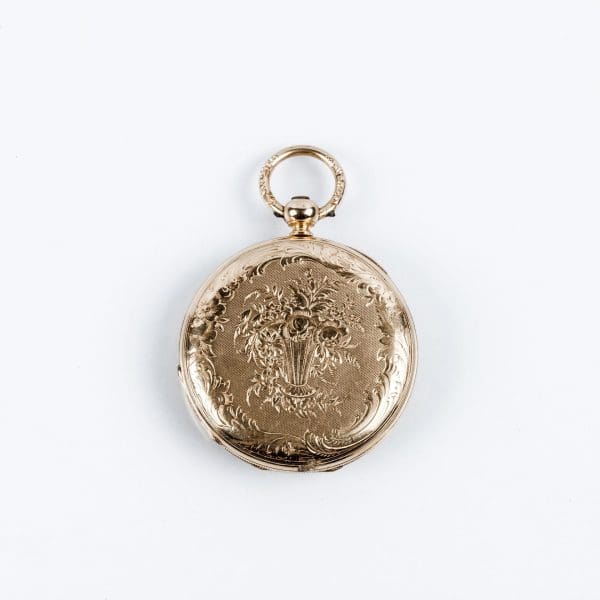 Exquisite Hunter Case Swiss Pocket Gold Watch Courvoisier 1870 4