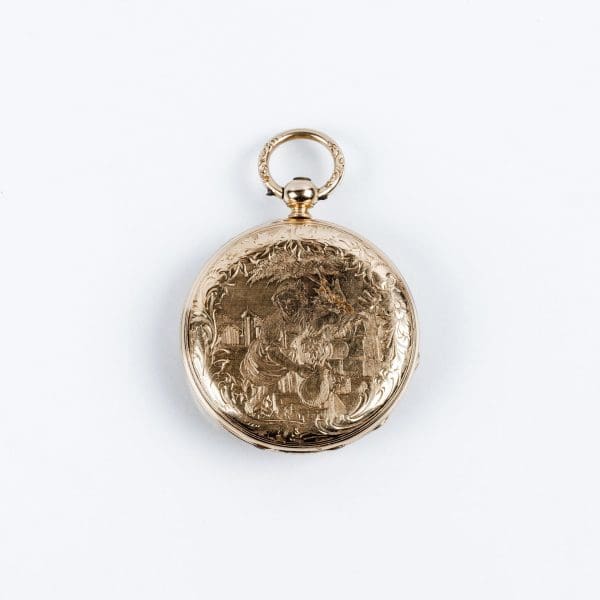 Exquisite Hunter Case Swiss Pocket Gold Watch Courvoisier 1870 5