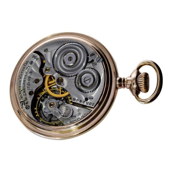 Hamilton Gold Filled Open Faced Pocket Watch with Kiln Fired Dial from 1916 9