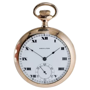 Hamilton Gold Filled Open Faced Pocket Watch with Kiln Fired Dial from 1916 1 transformed