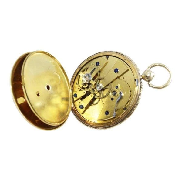 Jean Antoine Lepine Rose Gold Ruby Cylinder French Pocket Watch circa 1780 8