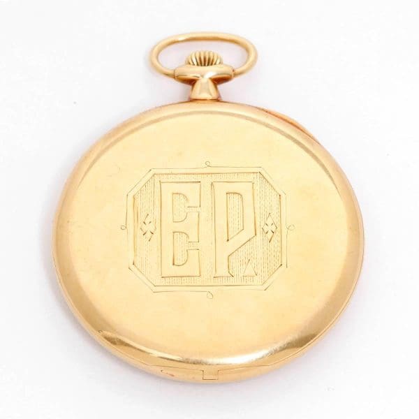 Rellotge de butxaca amb cara oberta d&#39;or groc Patek Philippe Co. vers 1920 3