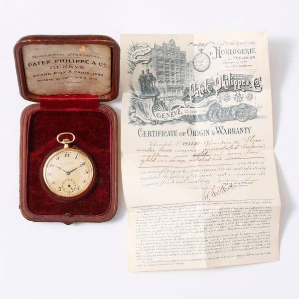 Rellotge de butxaca amb cara oberta d&#39;or groc Patek Philippe Co. vers 1920 4
