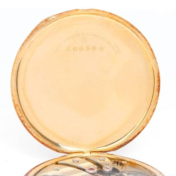 Rellotge de butxaca amb cara oberta d&#39;or groc Patek Philippe Co. vers 1920 5