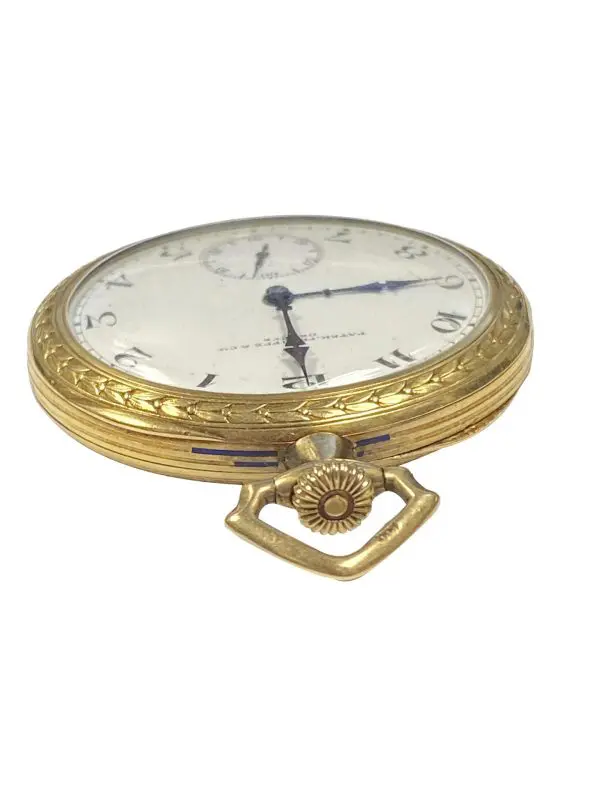 Patek Philippe Vintage Yellow Gold Fancy Chased Case Porcelain Dial Pocket Watch 2