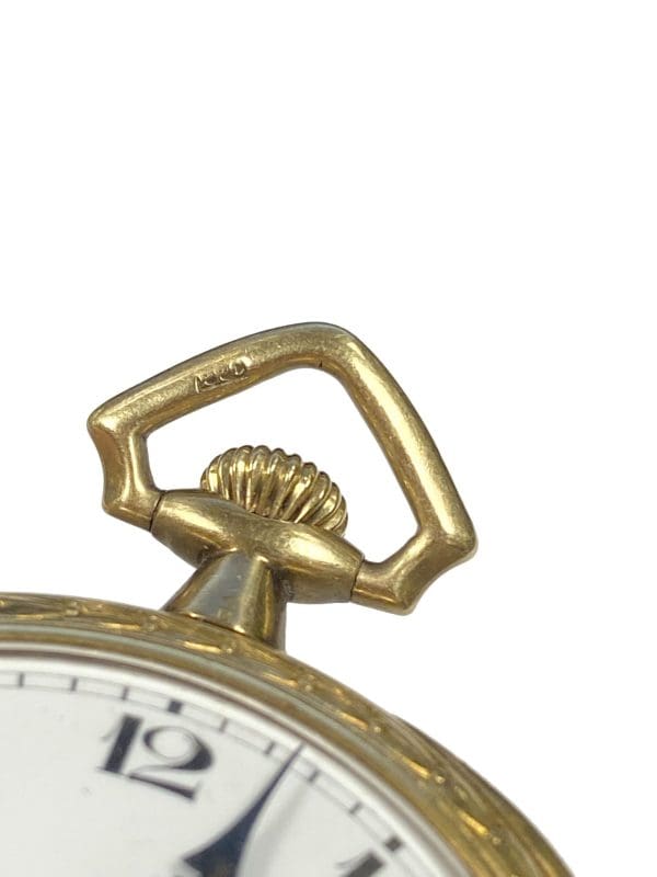 Patek Philippe Vintage Yellow Gold Fancy Chased Case Porcelain Dial Pocket Watch 6