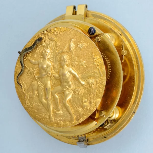 RARE EARLY VERGE POCKET WATCH WITH GARDEN OF EDEN AUTOMATION 2